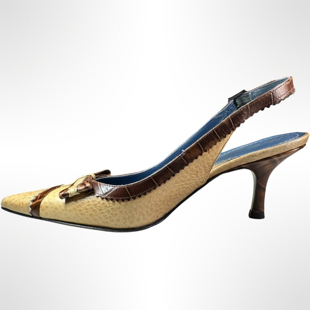 Vintage Via Spiga Beige/Brown Slings, Size 5.5, never worn